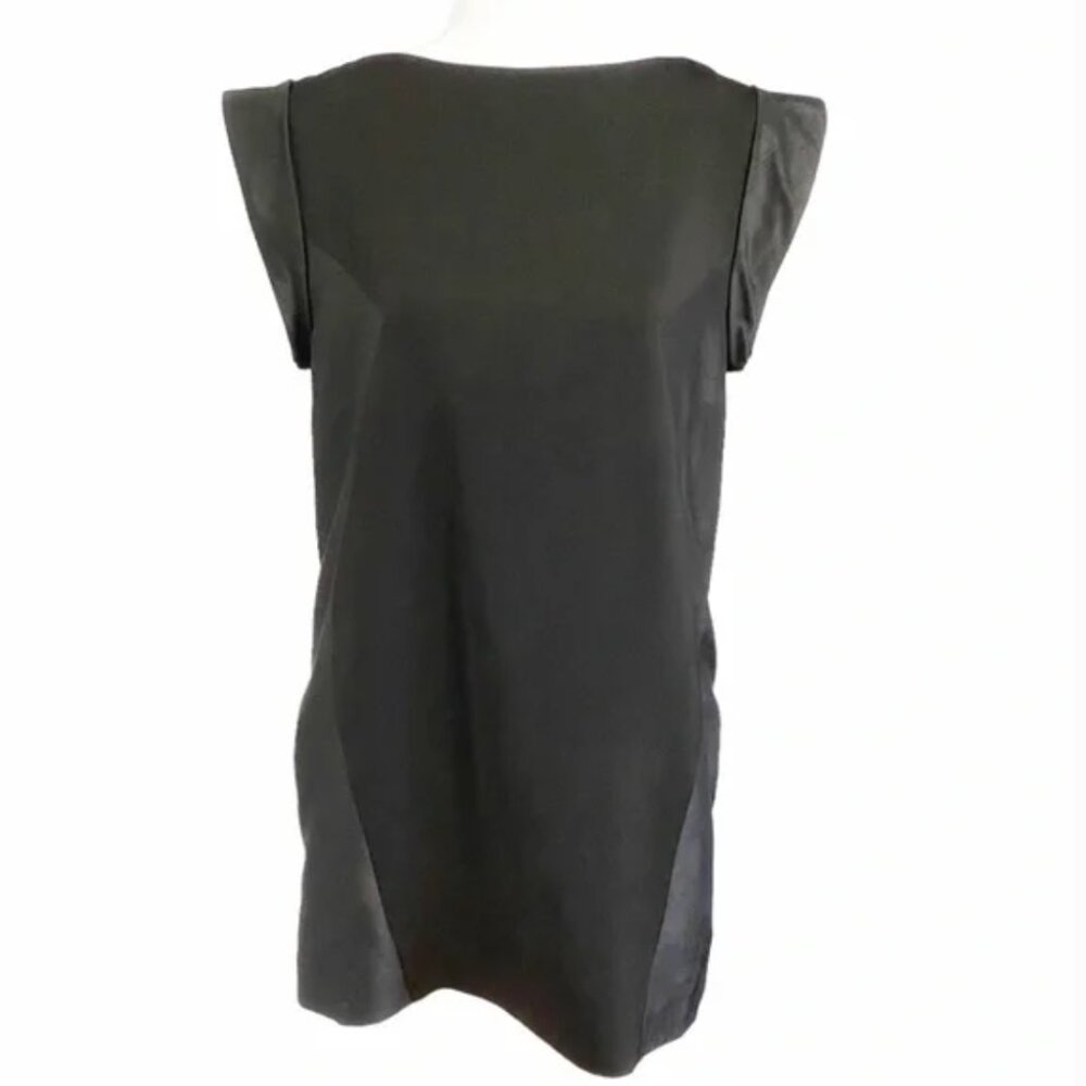 CAMEO BLACK PANELLED SHORT ROLLED SLEEVE SHIFT FORMAL DRESS - S